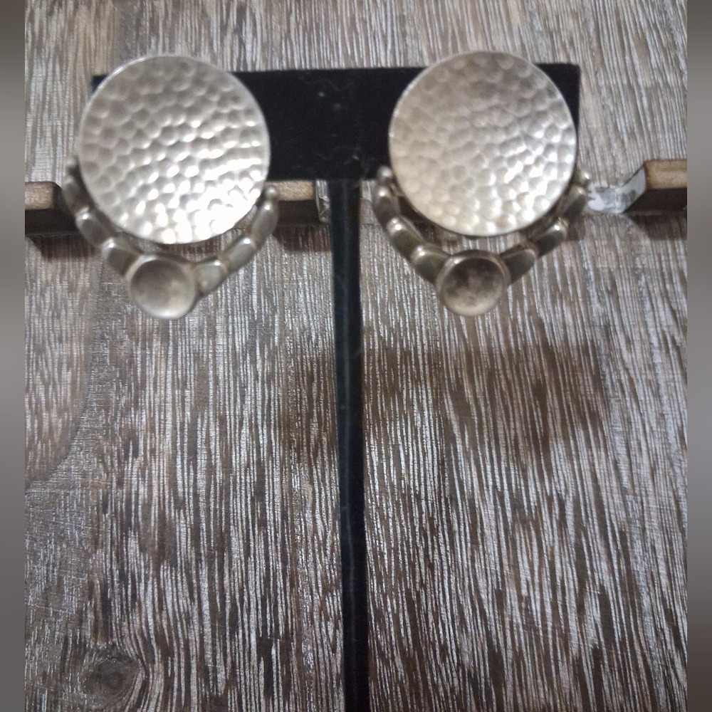 Vtg. Rancho Alegre Signed Miguel Made in Mexico Sterling Silver Clip On Earrings